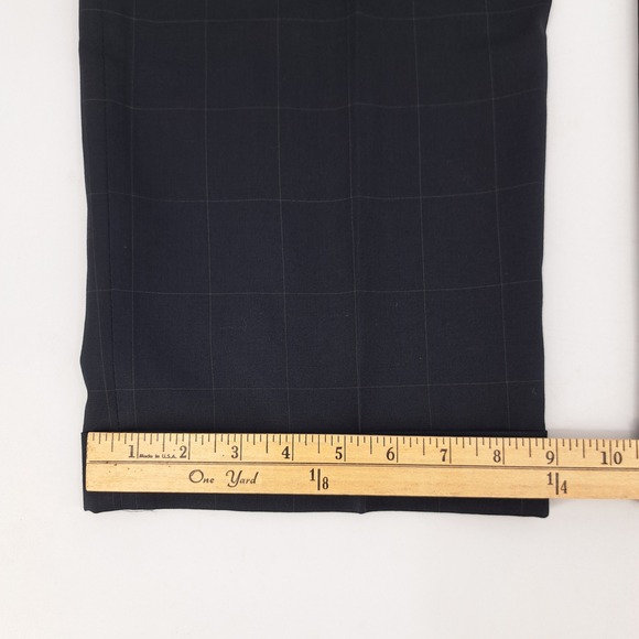 Jos A Bank Mens Navy 46L Blue Windowpane 100% Wool 2-Piece Suit Pants 40x31 - Picture 16 of 16